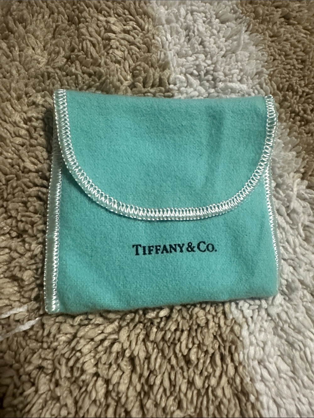 Tiffany & Co. Robin's Egg Blue Velvet Jewelry Pouch with Silver Trim